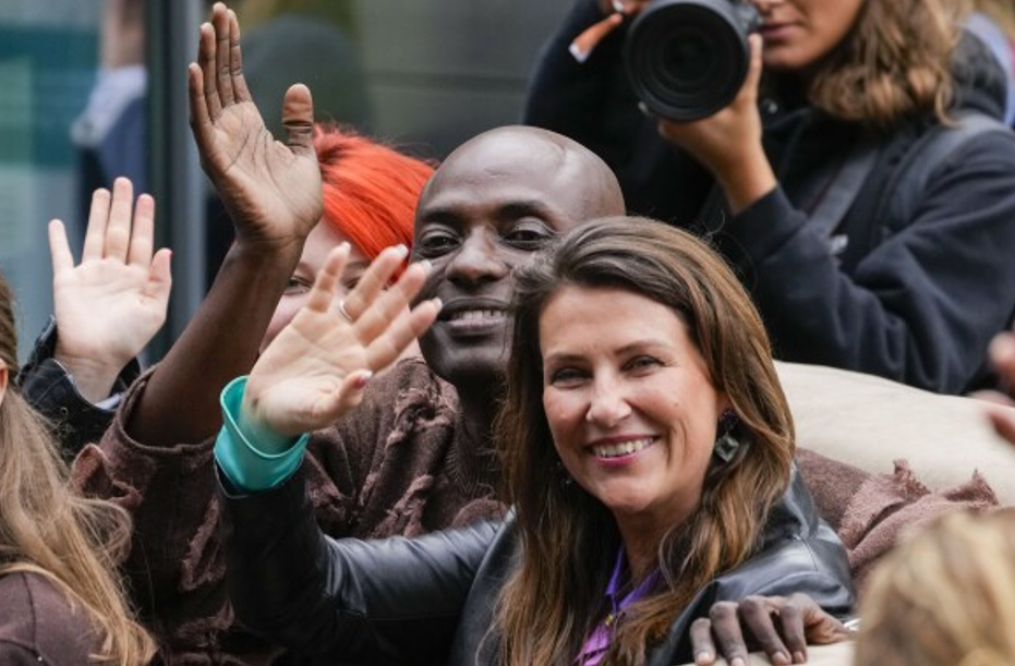 Norway’s Princess Martha Louise and Durek Verret and guests arrive from Alesund to Geiranger, Norway, Friday Aug. 30, 2024, ahead of their wedding celebration on Saturday. 
